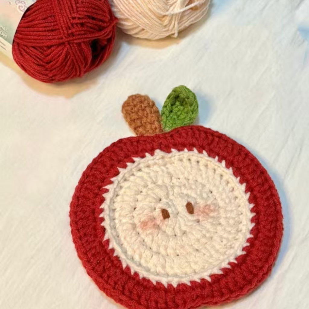 Apple Shape Crochet Coaster DIY Kit — handmade crochet by OOM