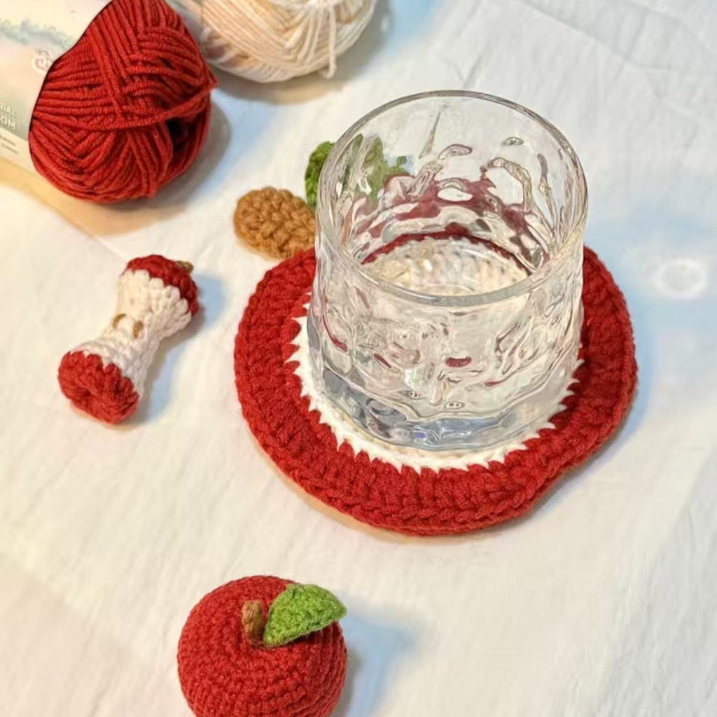 Apple Shape Crochet Coaster DIY Kit — handmade crochet by OOM