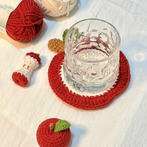 Apple Shape Crochet Coaster DIY Kit — handmade crochet by OOM