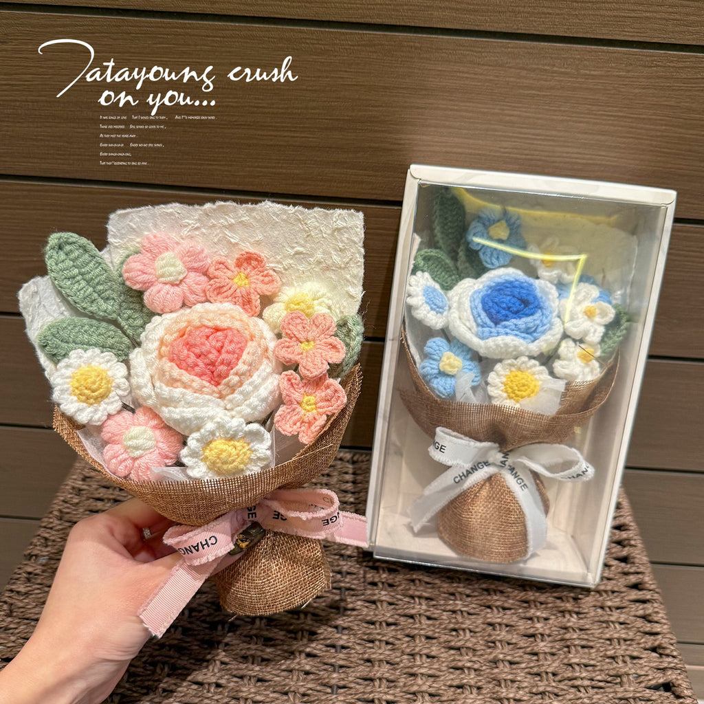 Small Knitted Flower Bouquet Gift — handmade crochet by OOM