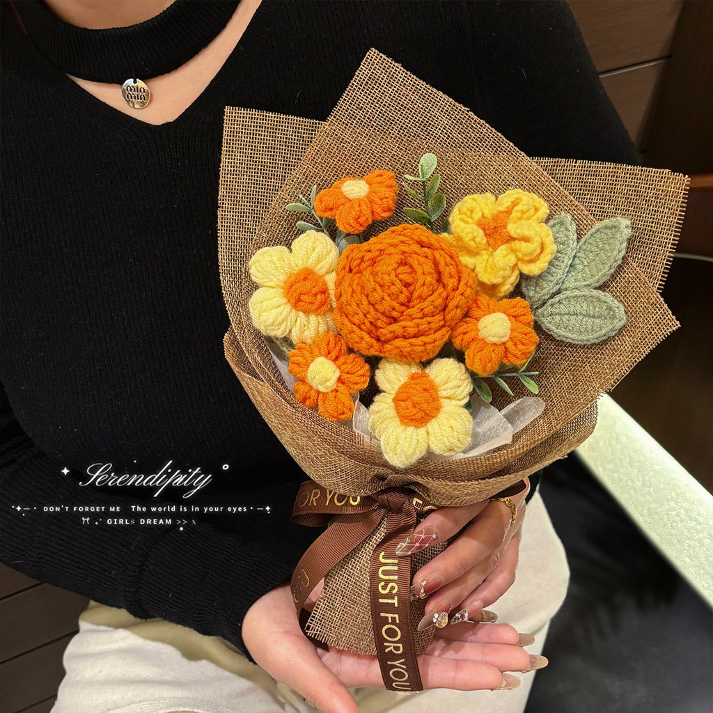 Small Knitted Flower Bouquet Gift — handmade crochet by OOM