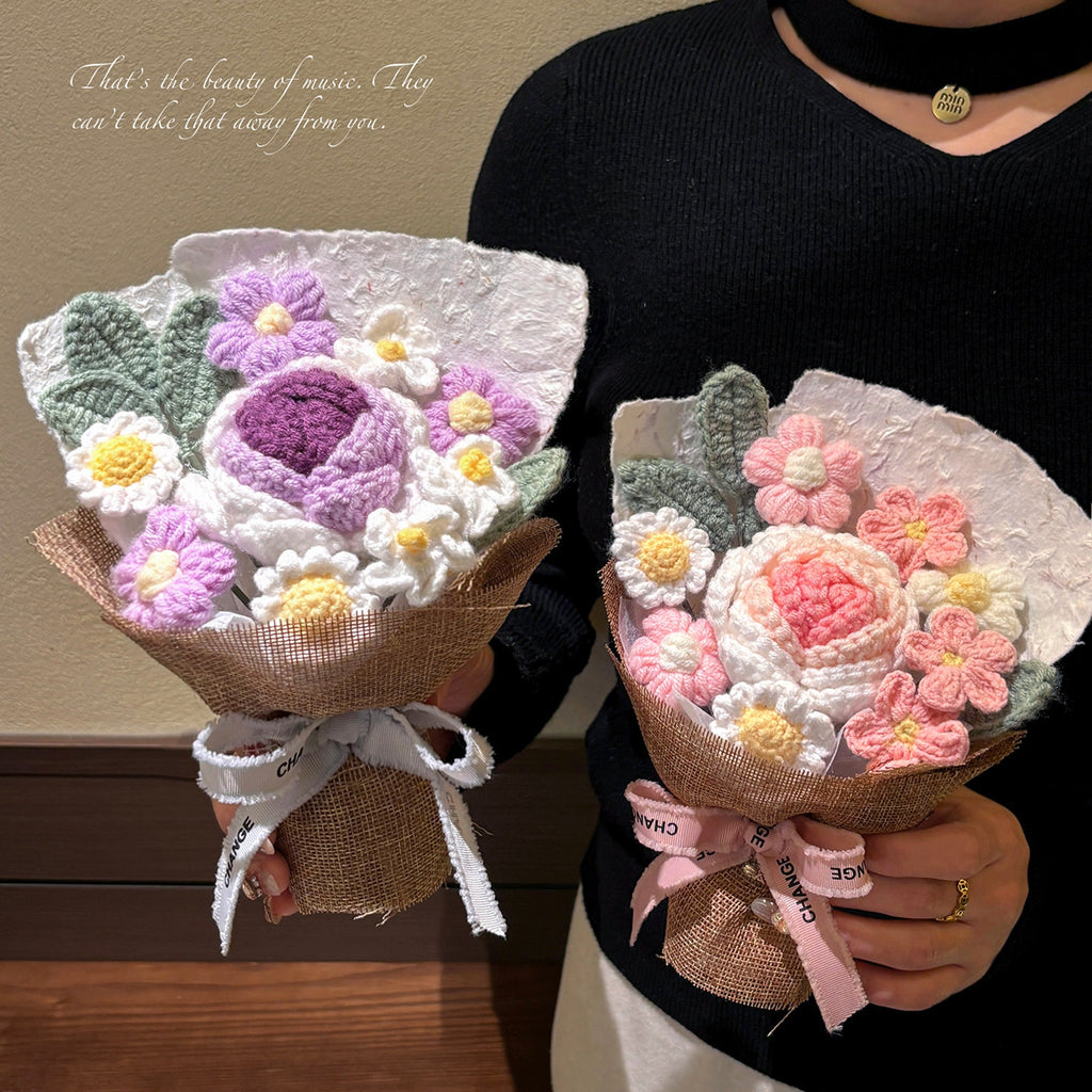 Small Knitted Flower Bouquet Gift — handmade crochet by OOM