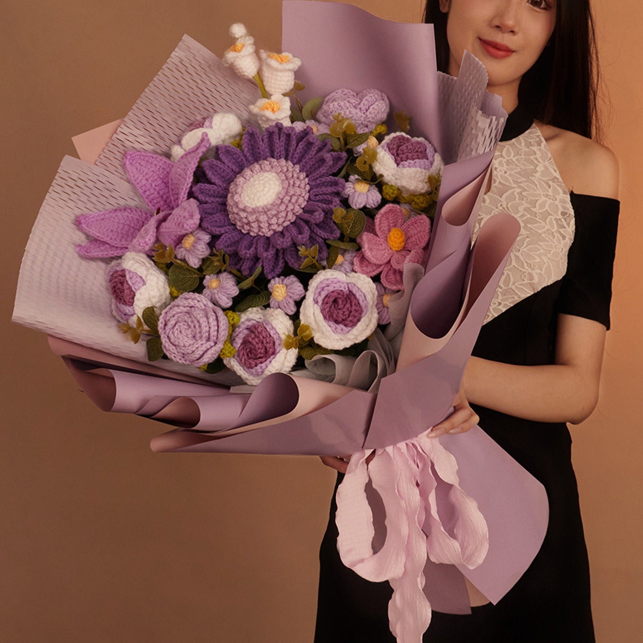 Handmade Large Sunflower Yarn Bouquet — handmade crochet by OOM