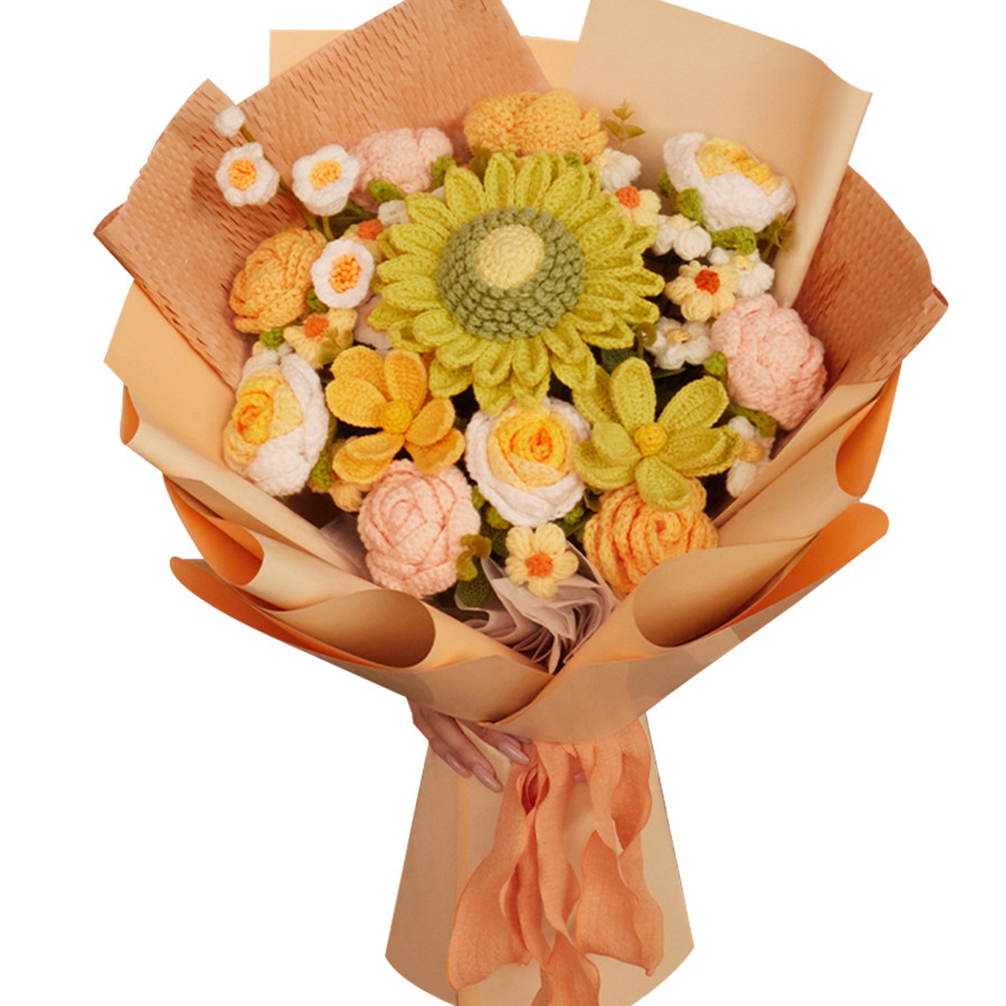 Handmade Large Sunflower Yarn Bouquet — handmade crochet by OOM