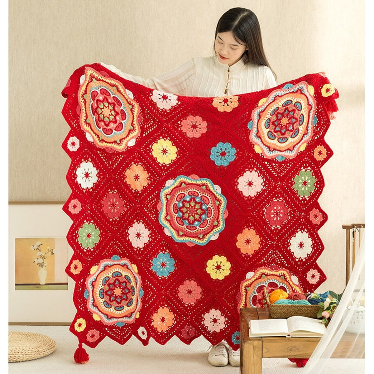Style Blanket Style DIY Crochet Knit Blanket Yarn Kit Material Kit