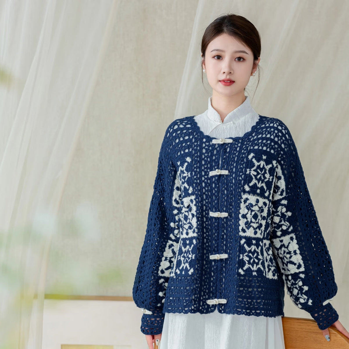 Style Cardigan Style DIY Sweater Crochet Wool Yarn Top Material Kit
