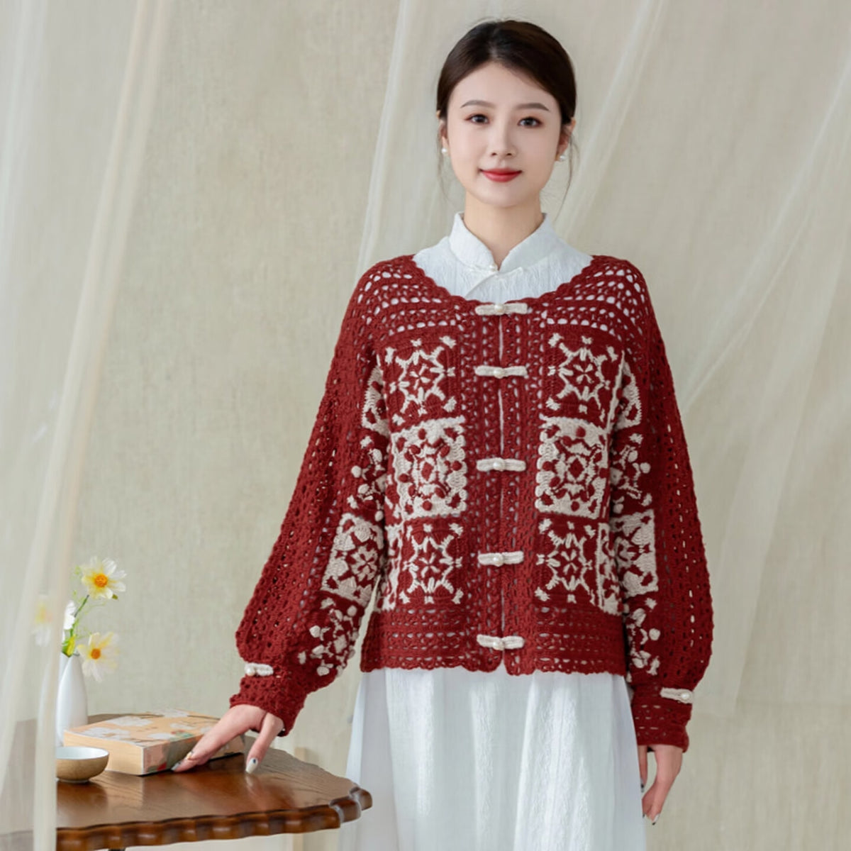 Style Cardigan Style DIY Sweater Crochet Wool Yarn Top Material Kit